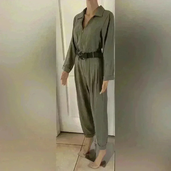 🔥🔥ZARA Hunter Green Belted jumpsuit - Picture 6 of 6